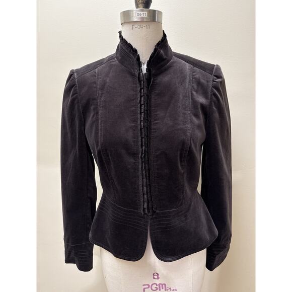 Antonio Melani Velvet Jacket Black Sz 6 Hook Eye Closure Peplum Victorian Style - Picture 1 of 7